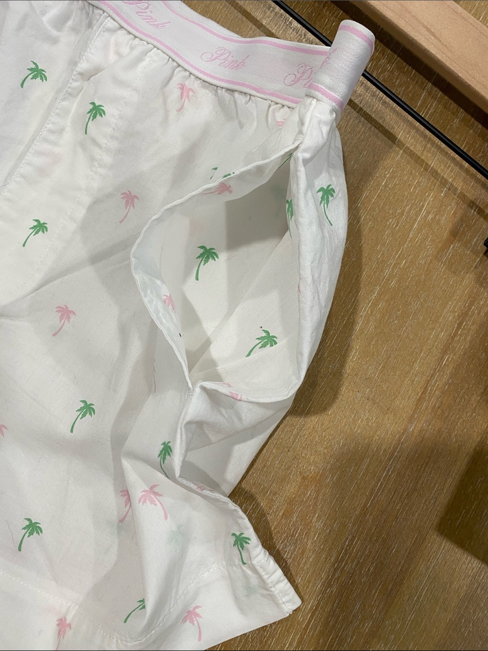 Victoria's Secret White Cotton Shorts with Pink & Green Palm Motif - Picture 5 of 5
